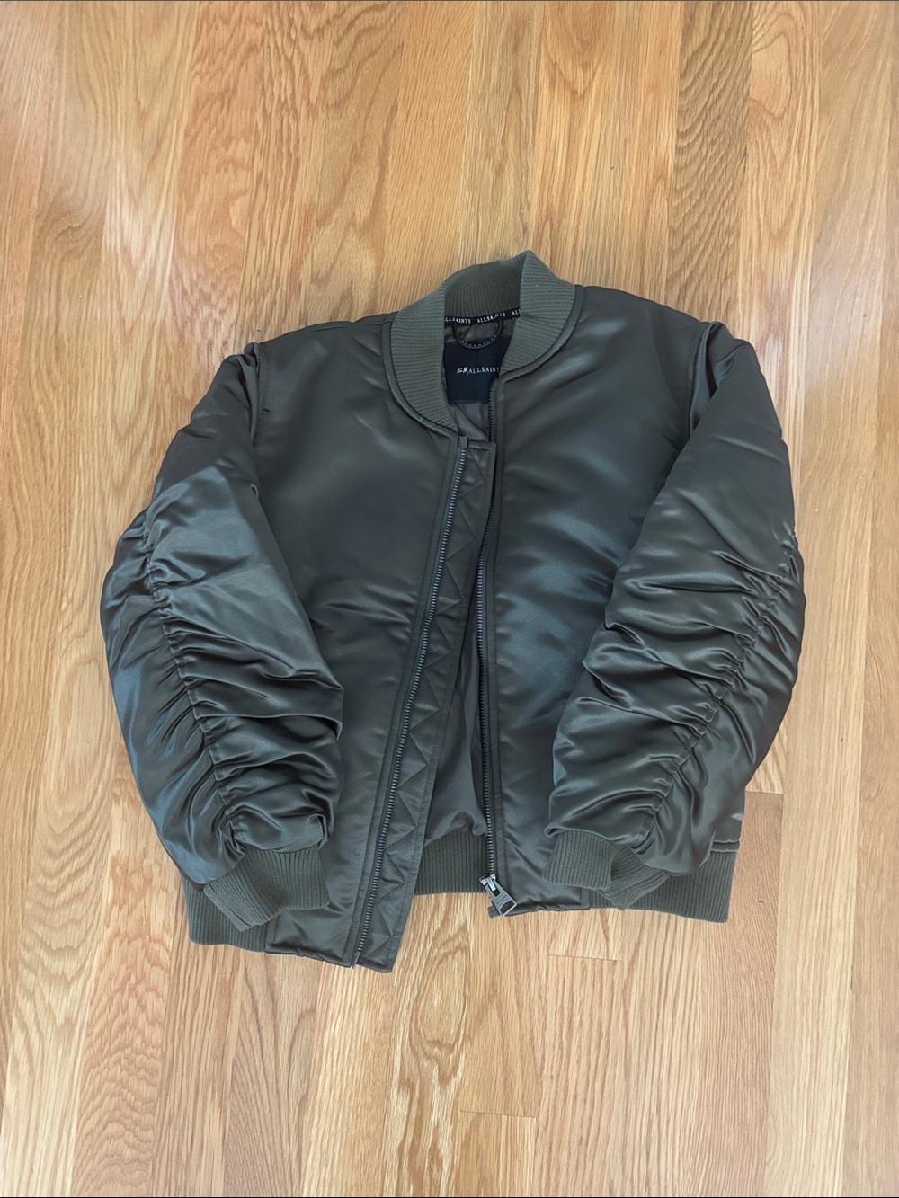 Boys ALL-SAINTS Olive Green Bomber Jacket - Classic Quilted Style